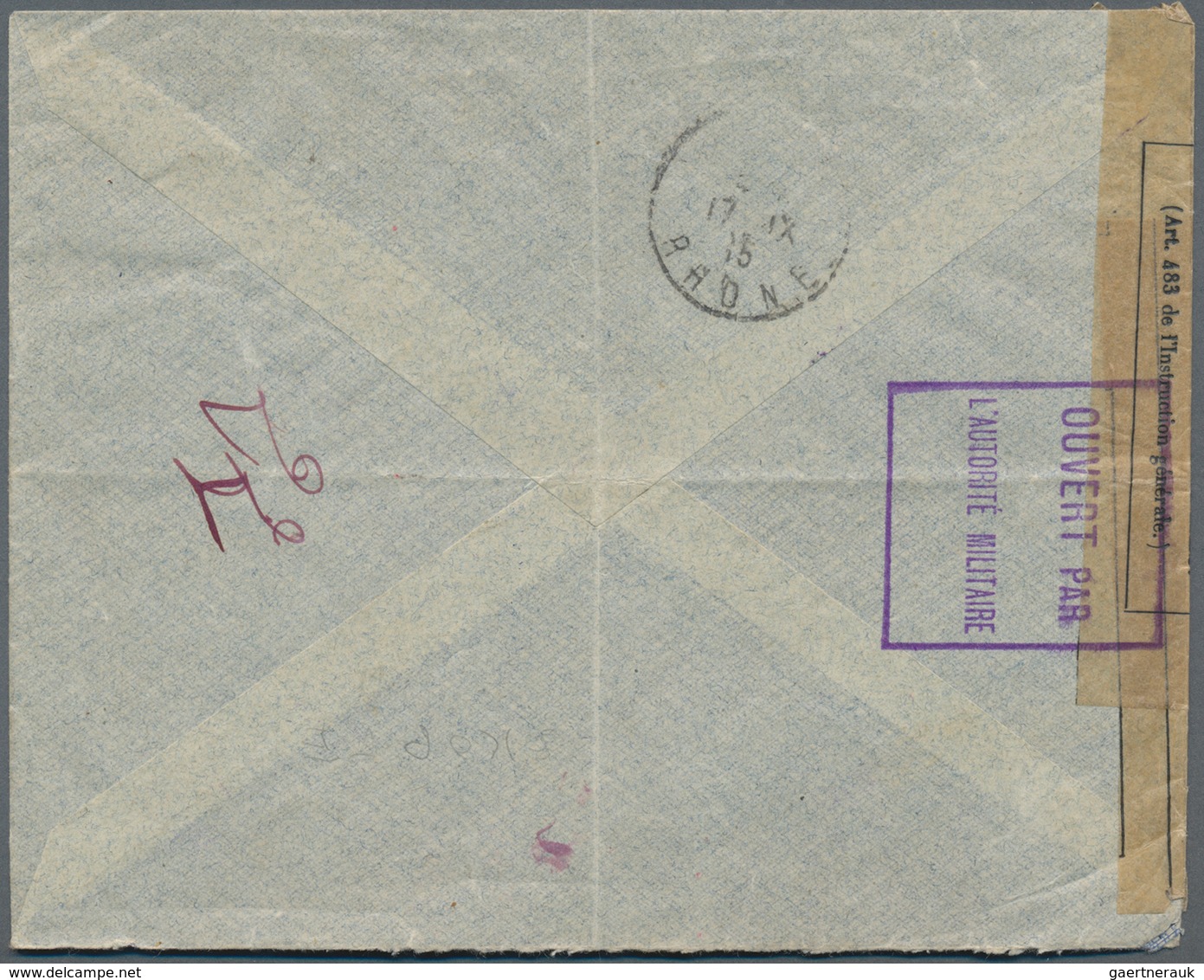 Serbien: 1915. Registered Envelope (vertical And Horizontal Fold) Addressed To France Bearing Serbia - Serbie