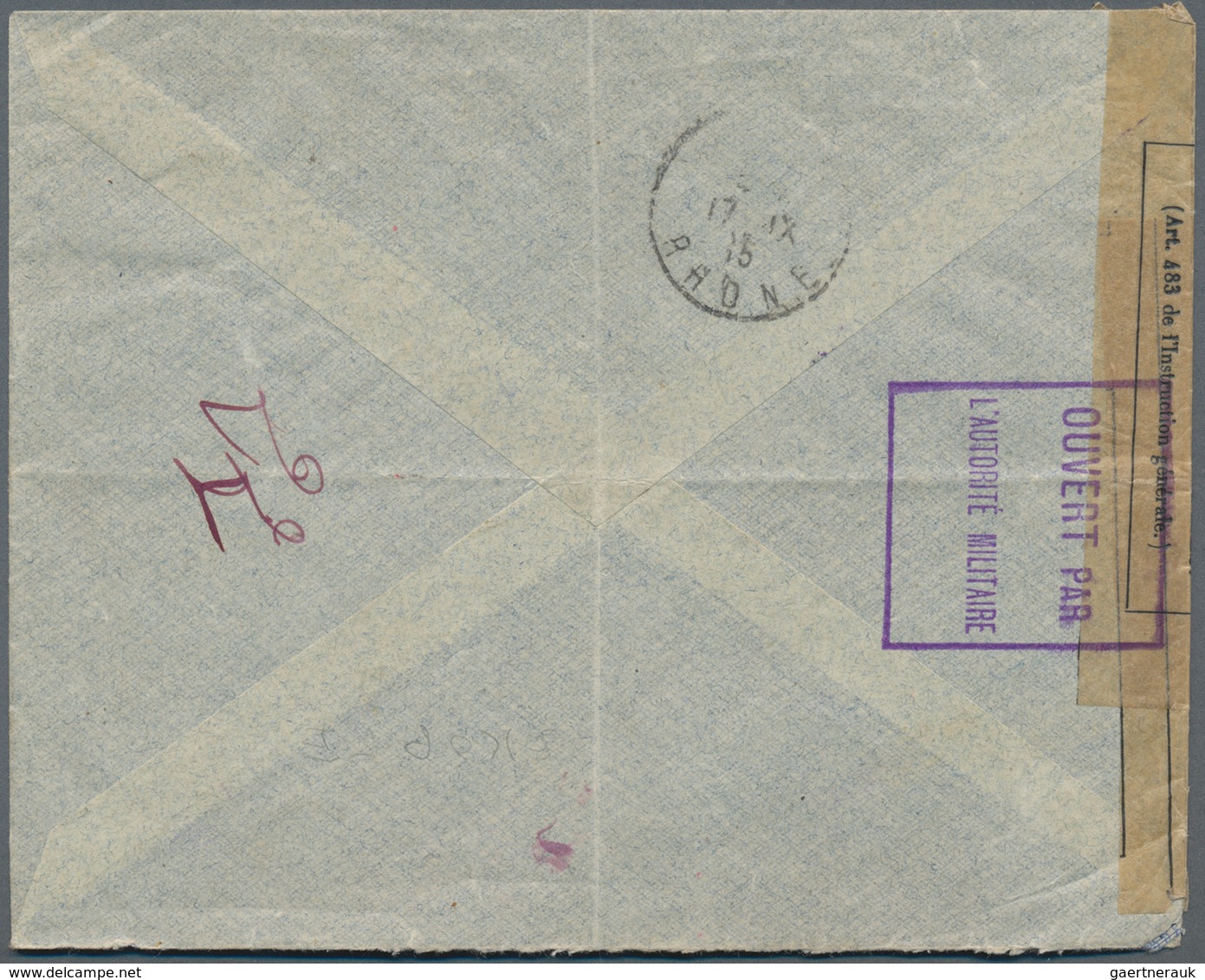 Serbien: 1915. Registered Envelope (vertical And Horizontal Fold) Addressed To France Bearing Serbia - Serbien