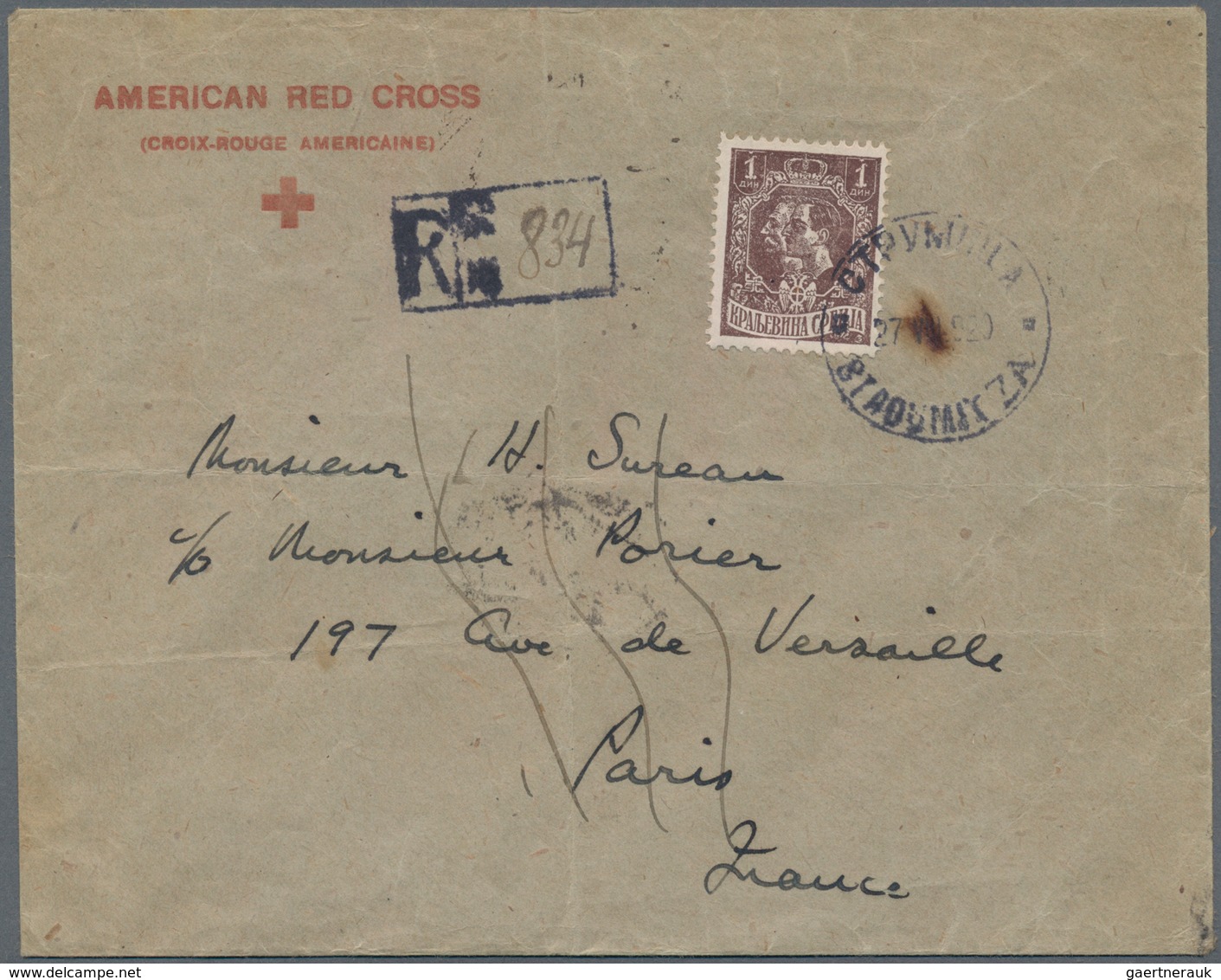 Serbien: 1920, King Peter I./Crown Prince Alexander 1din. Brown, Single Franking On Registered Cover - Serbien