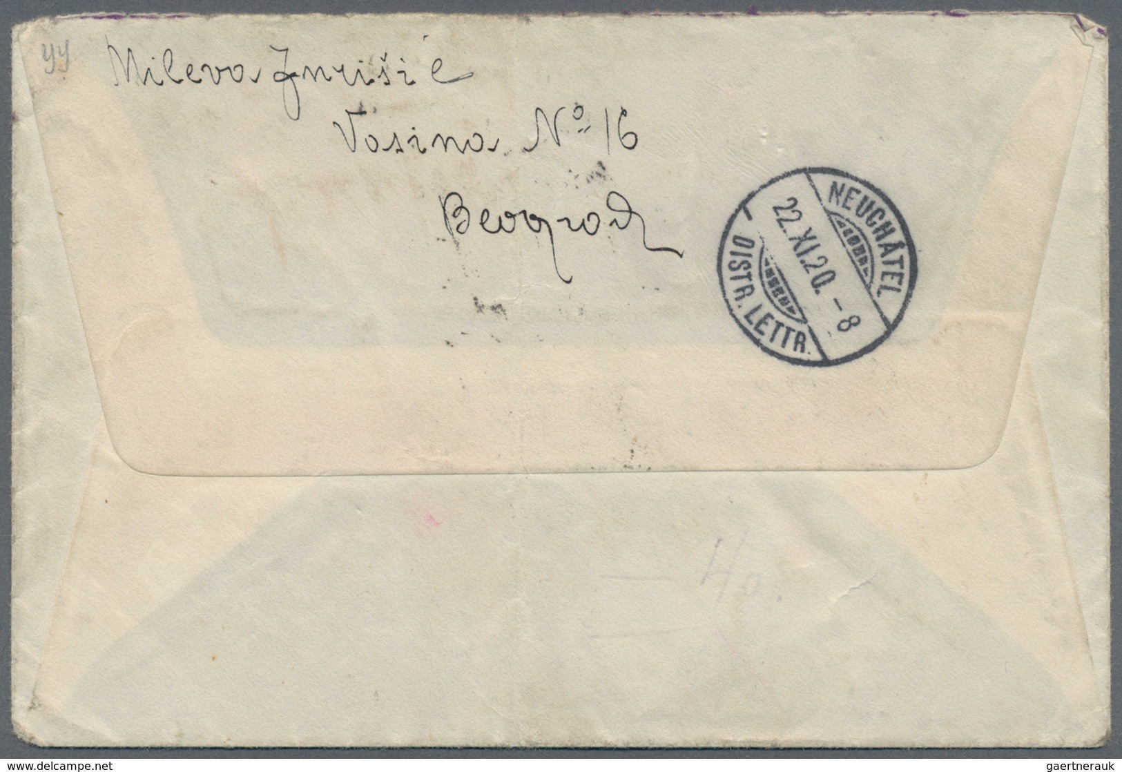 Serbien: 1920, King Peter I./Crown Prince Alexander 1din. Brown, Single Franking On Registered Cover - Serbien