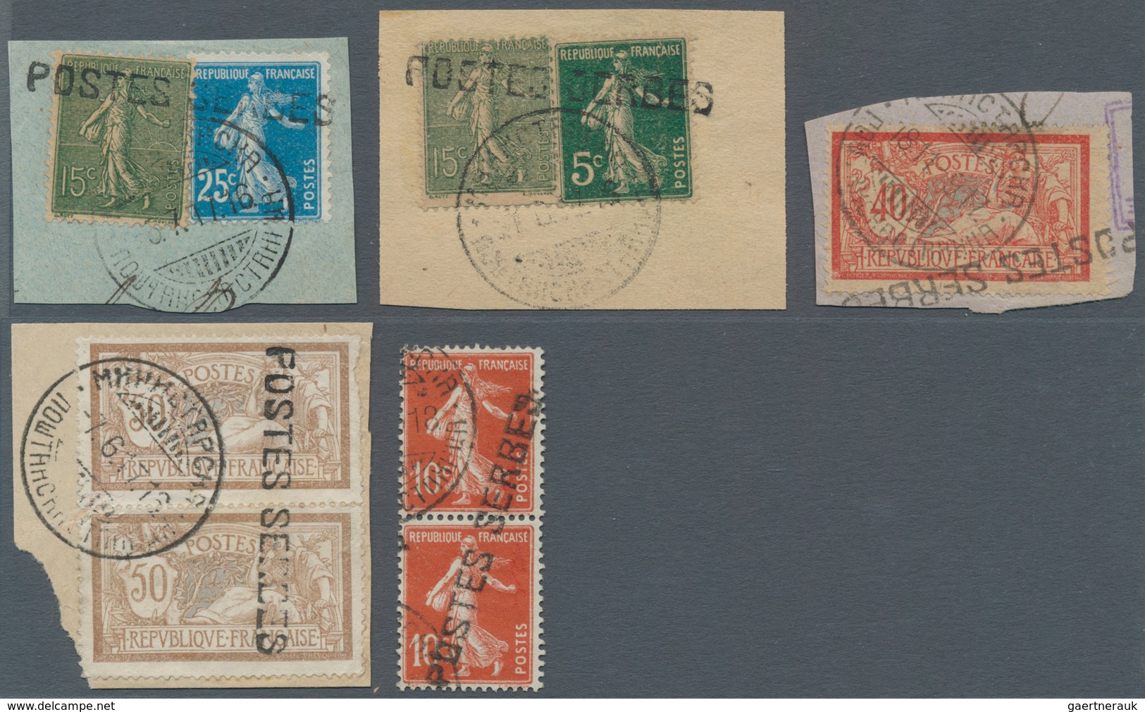 Serbien - Besonderheiten: 1916/1917, Serbian P.O. Corfu, Group Of Nine Stamps Semeuse And Merson (on - Serbie