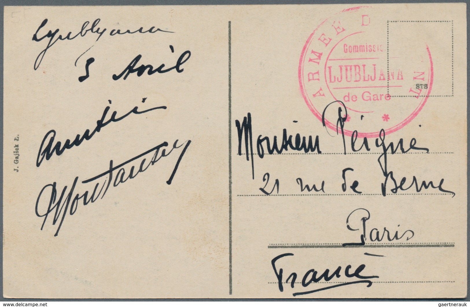 Slowenien: 1917 (ca). Picture Post Card Of 'Mestni Trg. Ljubljana' Addressed To France Cancelled By - Slowenien