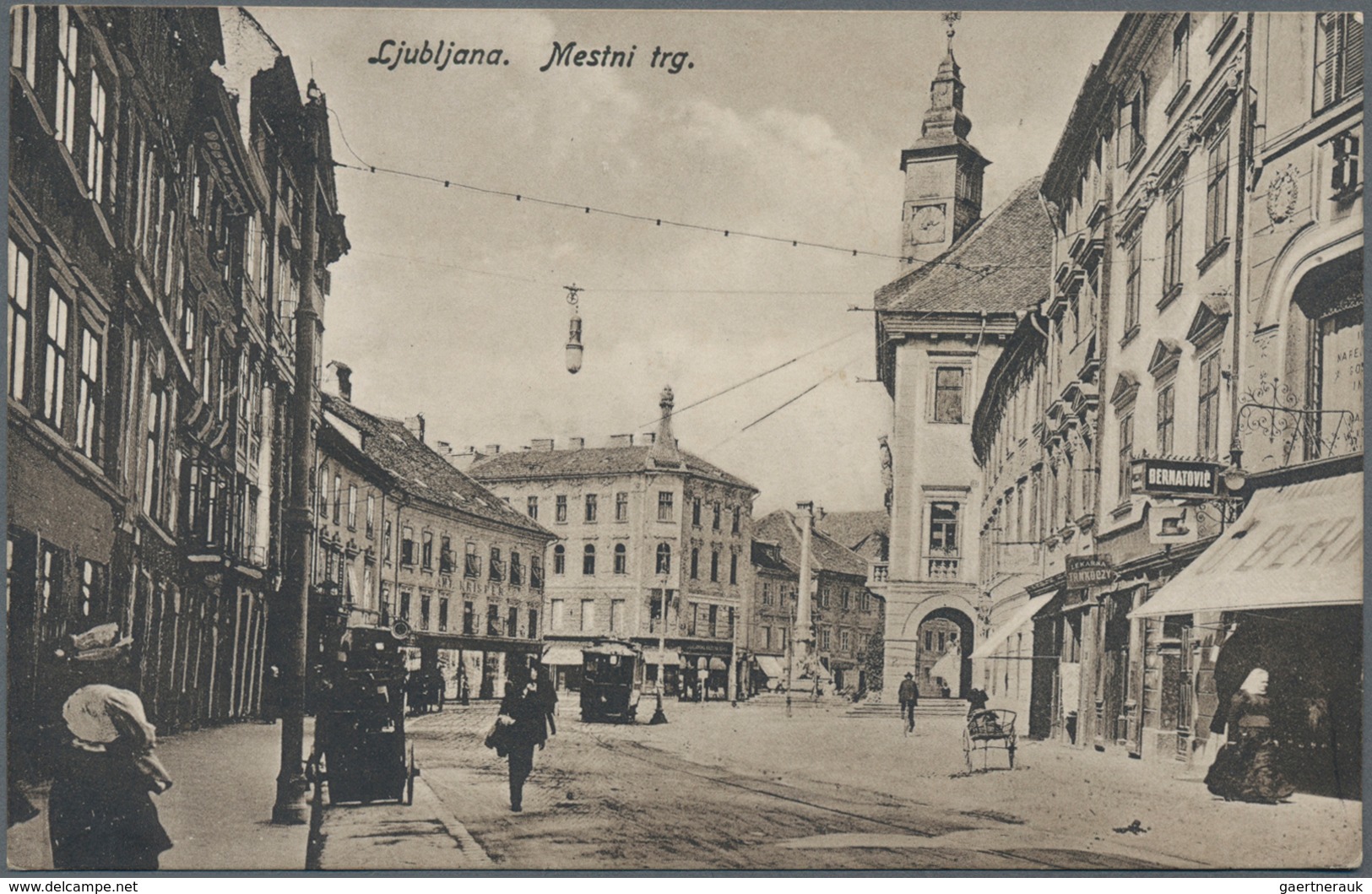 Slowenien: 1917 (ca). Picture Post Card Of 'Mestni Trg. Ljubljana' Addressed To France Cancelled By - Slovenia