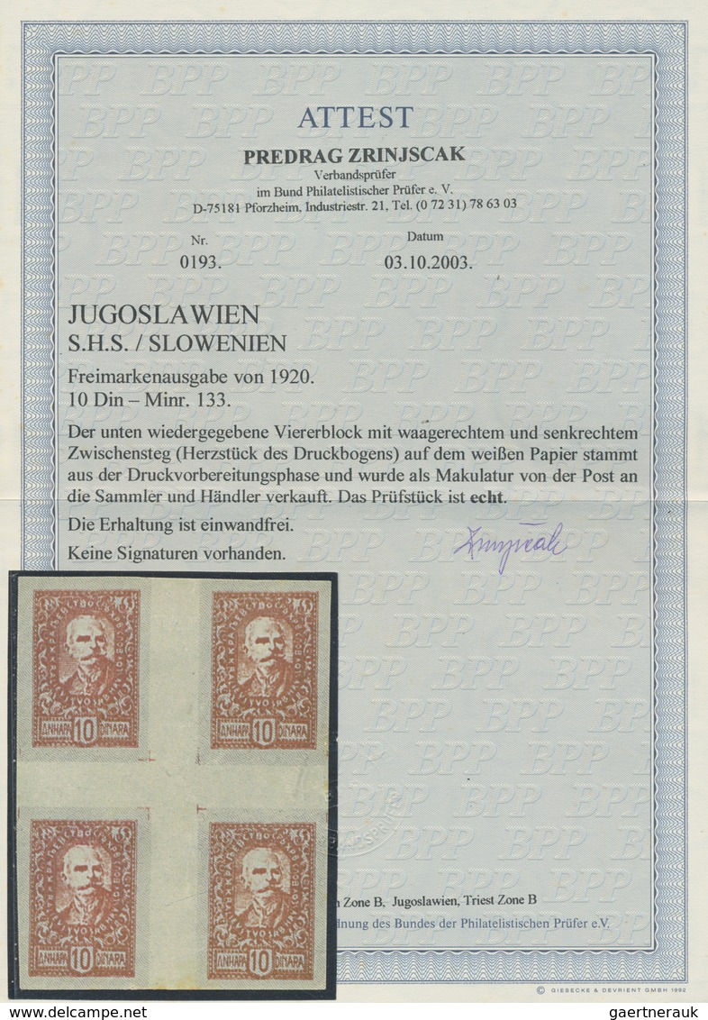 Slowenien: 1920, King Peter I., 10D Deep Brownisch Red/burelé Background In Grey, White Ungummed Wov - Slowenien