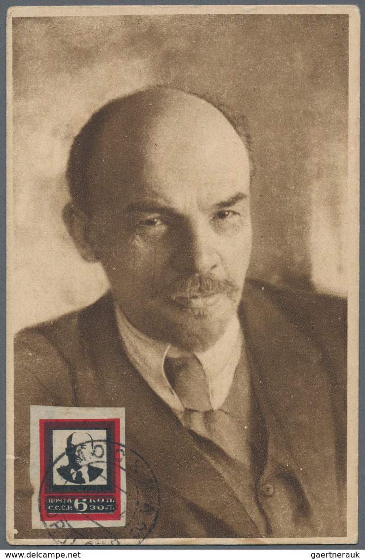 Sowjetunion: 1924 Maximum Card With Mourning Issue On The Occasion Of The Death Of Lenin With Stamp - Lettres & Documents