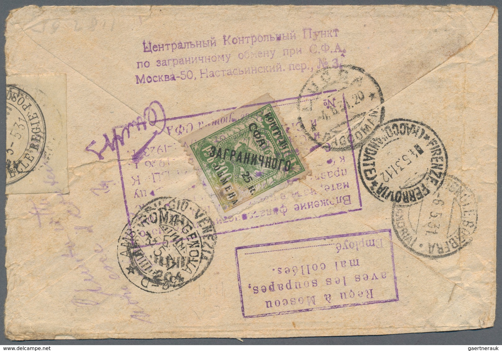 Sowjetunion: 1931 Exchange Control Letter As Registered Mail From Moscow Via Florence To Lucca Then - Covers & Documents