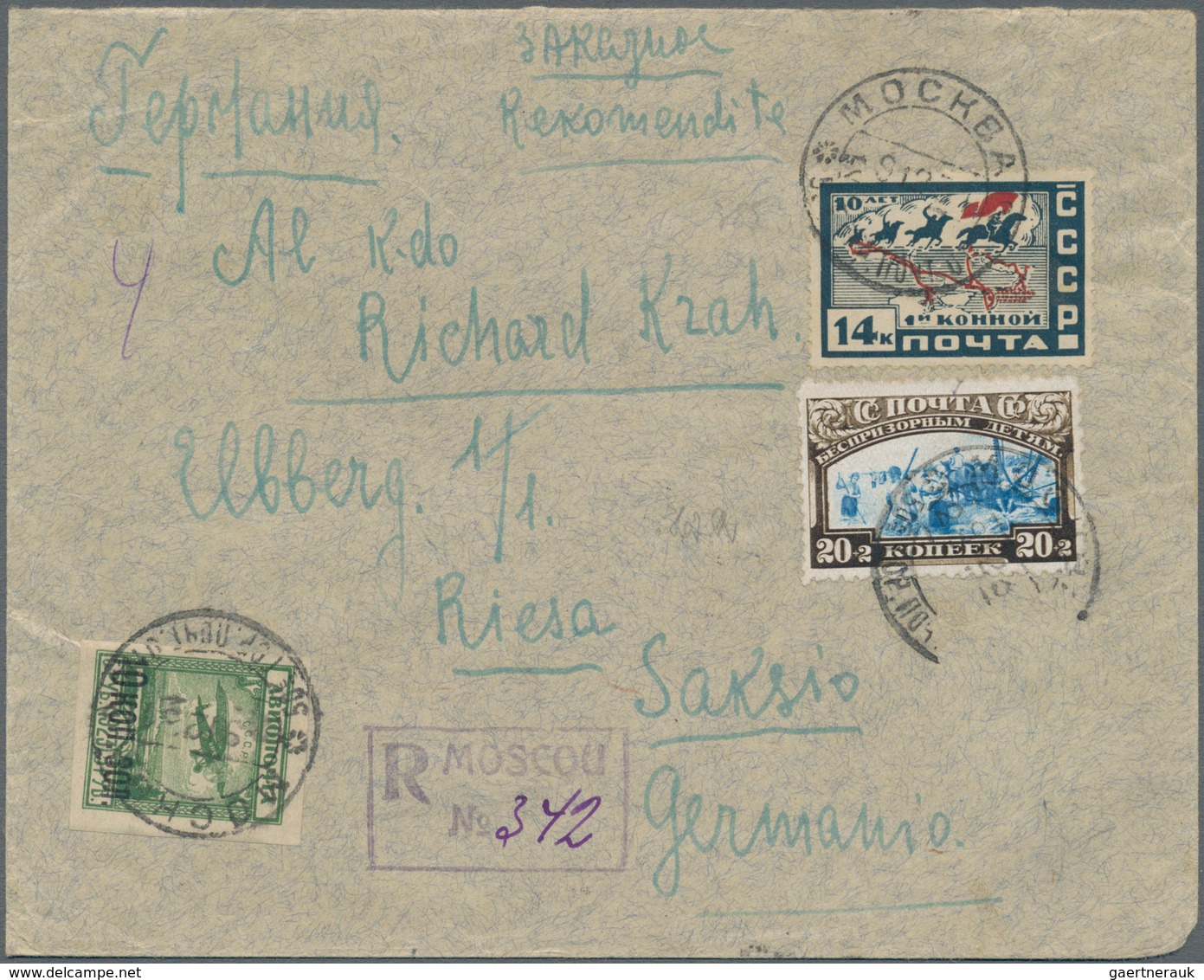 Sowjetunion: 1925/33 Four Registered Cover For Stamp Exchange With Additonal Fiscal Stamps Backside - Briefe U. Dokumente