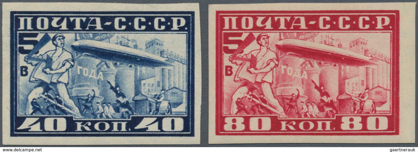 Sowjetunion: 1930, Zeppelin 40kop. Blue And 80kop. Carmine IMPERFORATE, Mint Original Gum Previously - Covers & Documents