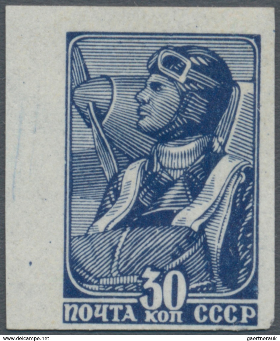Sowjetunion: 1947, Definitives 30kop. "Airman" Offset Printing, Left Marginal Copy IMPERFORATE, Slig - Covers & Documents