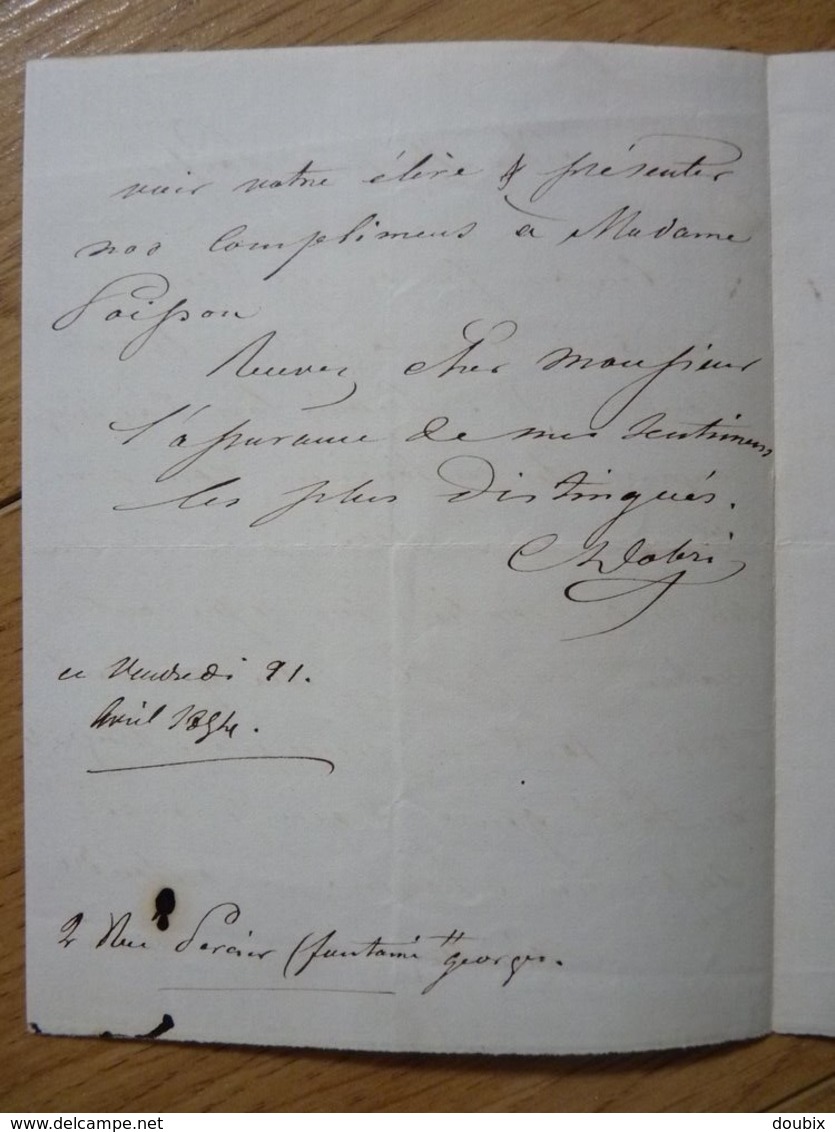 Claire DOBRE (1818-1???) Artiste Lyrique SOPRANO. Opera PARIS. Autographe - Autres & Non Classés