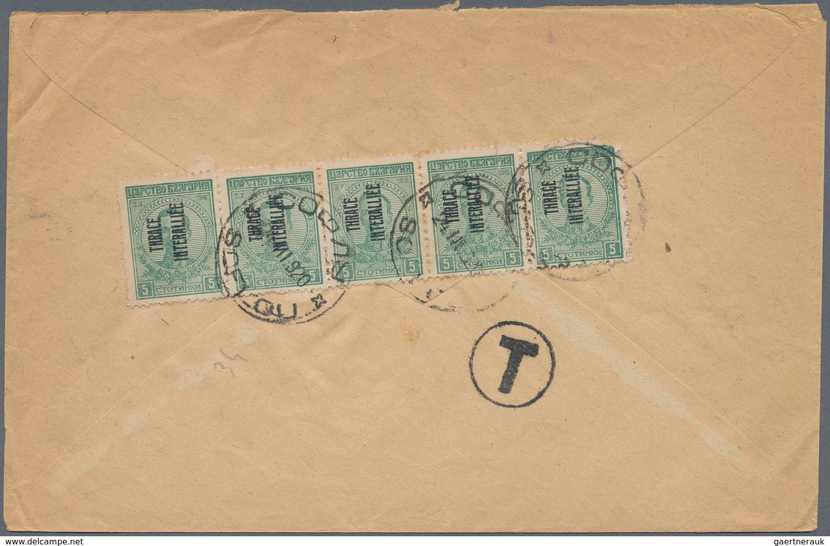 Thrakien - Griechisches Besetzungsgebiet: 1920. Envelope To Gumuldjina Bearing Thrace Yvert 34, 5c G - Thrace