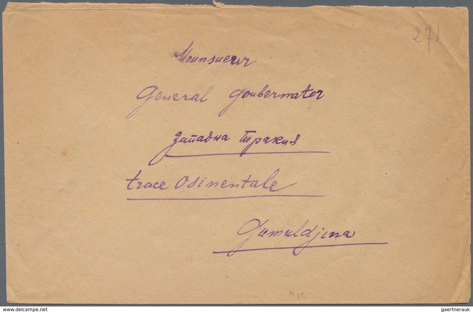 Thrakien - Griechisches Besetzungsgebiet: 1920. Envelope To Gumuldjina Bearing Thrace Yvert 34, 5c G - Thrace