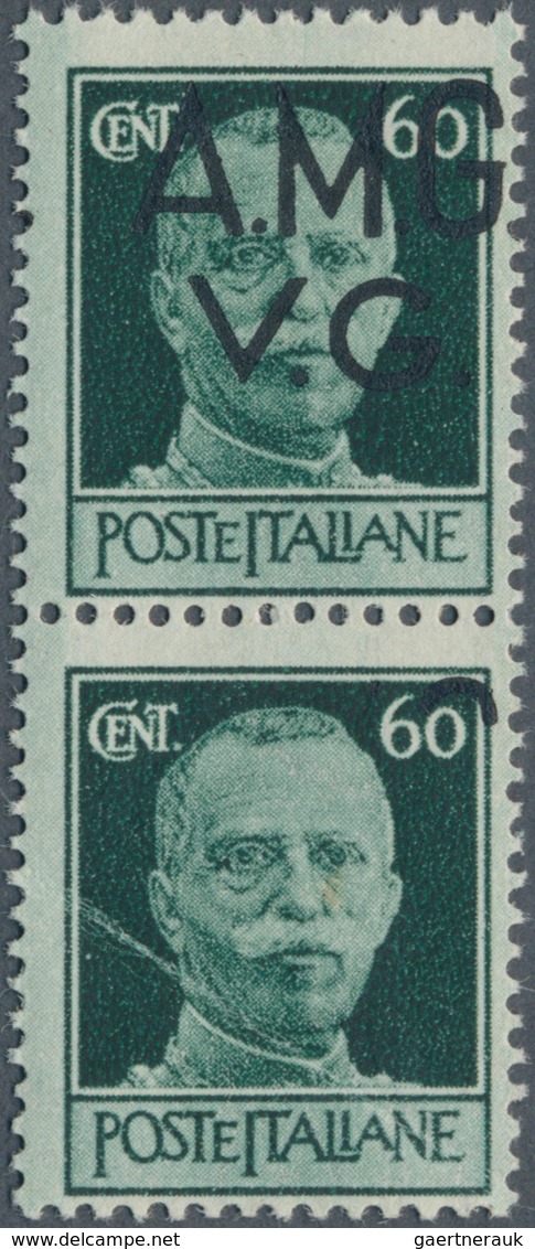 Triest - Julisch-Venetien (A.M.G.V.G.): 1945/47: 60 Cent. Green, Vertical Pair, Lower Stamp Without - Ungebraucht