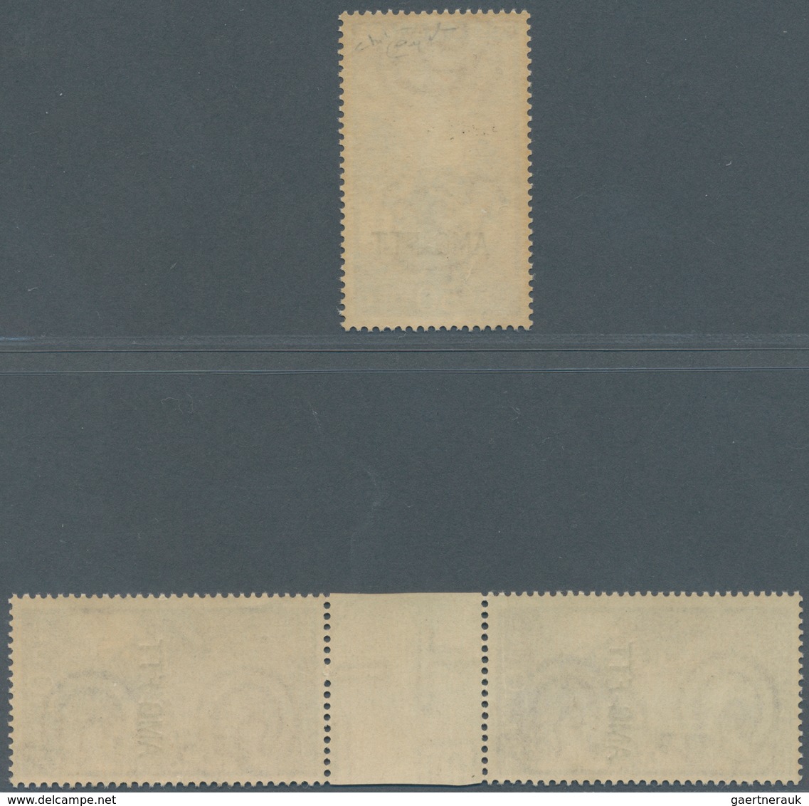 Triest - Zone A: 1950, 50l. Brown, Three Copies With Downwards Shifted Overprints: Single Stamp (5 M - Neufs