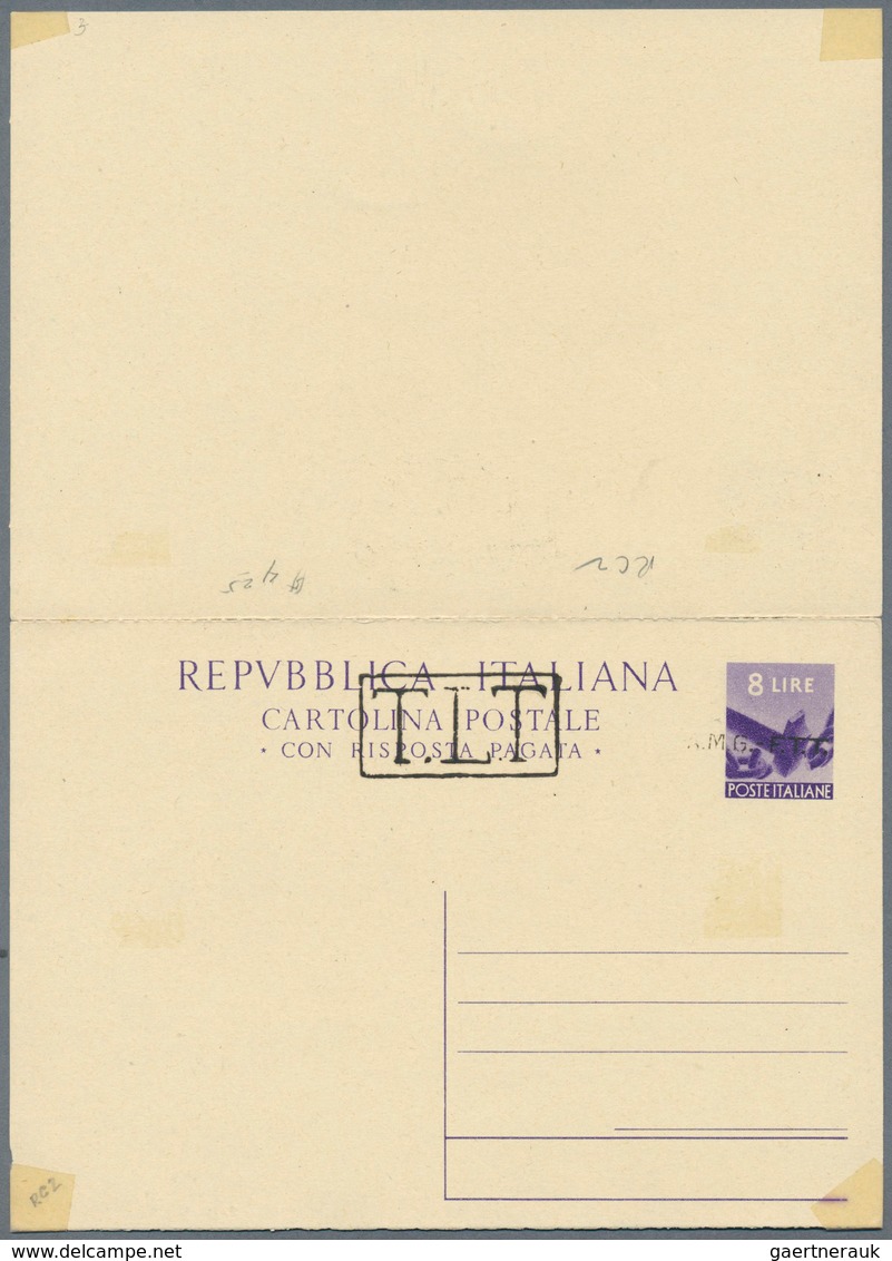 Triest - Zone A - Ganzsachen: 1948: 8 L + 8 L Violett Double Postal Stationery Card With Manual Over - Poststempel