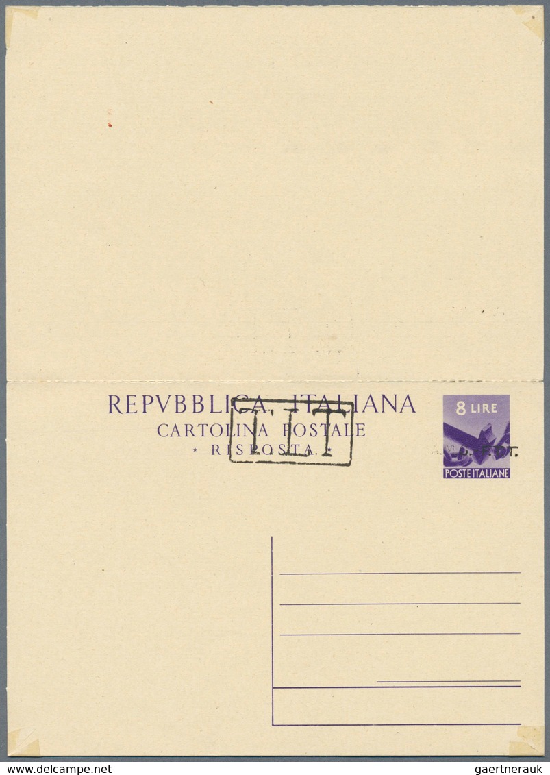 Triest - Zone A - Ganzsachen: 1948: 8 L + 8 L Violett Double Postal Stationery Card With Manual Over - Marcophilie