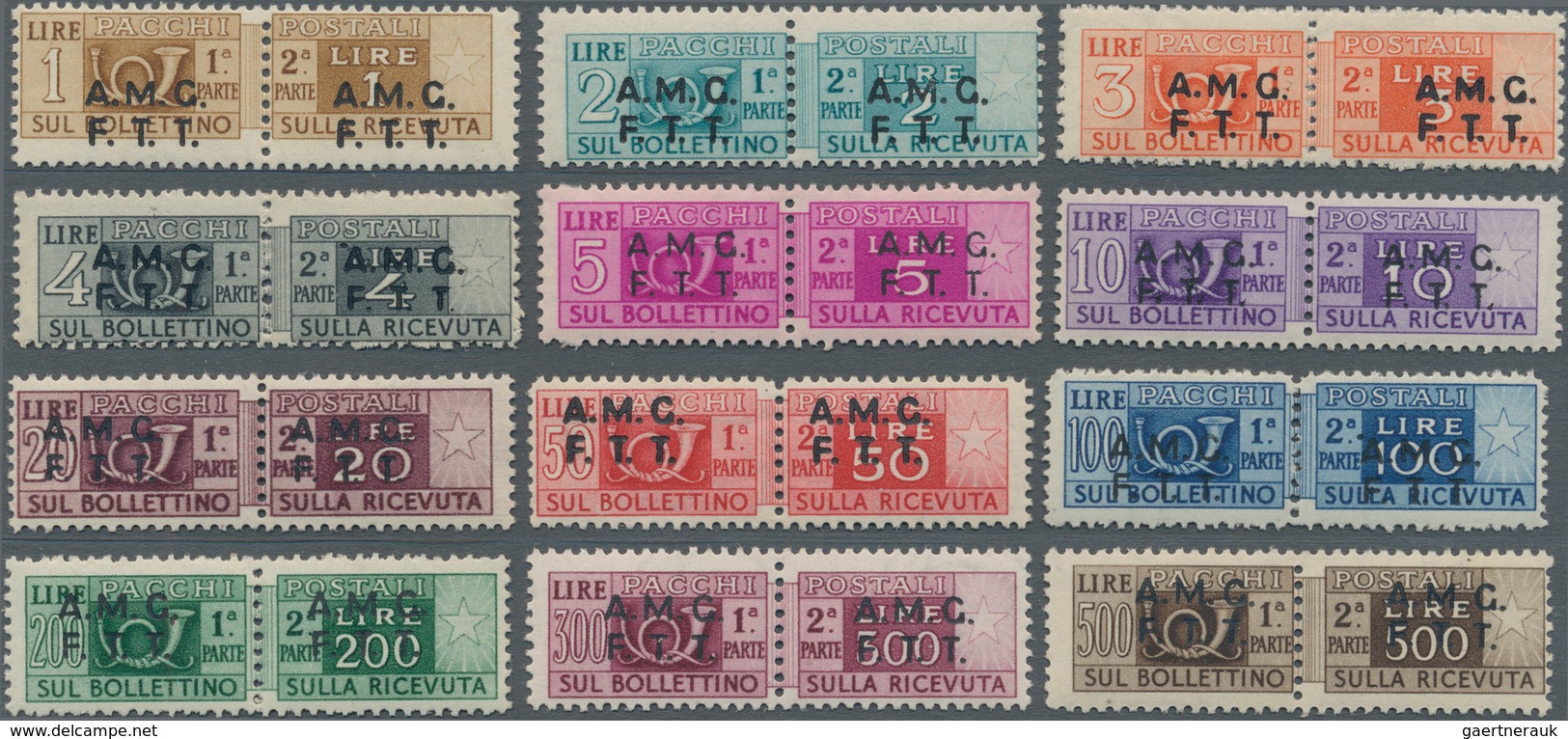 Triest - Zone A - Paketmarken: 1947/1948. Comtemponary Italian Parcel Post Adhesives Overprinted "A. - Paketmarken/Konzessionen