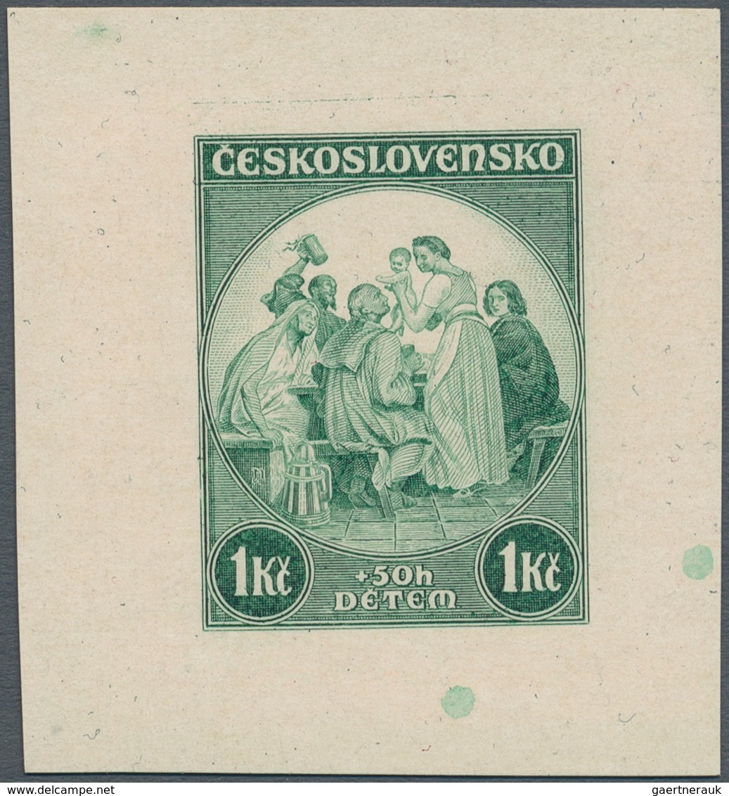 Tschechoslowakei: 1936, 1 K + 50 H, Childrens Charity, "January" Of The Astronomic Clock At The Town - Unused Stamps