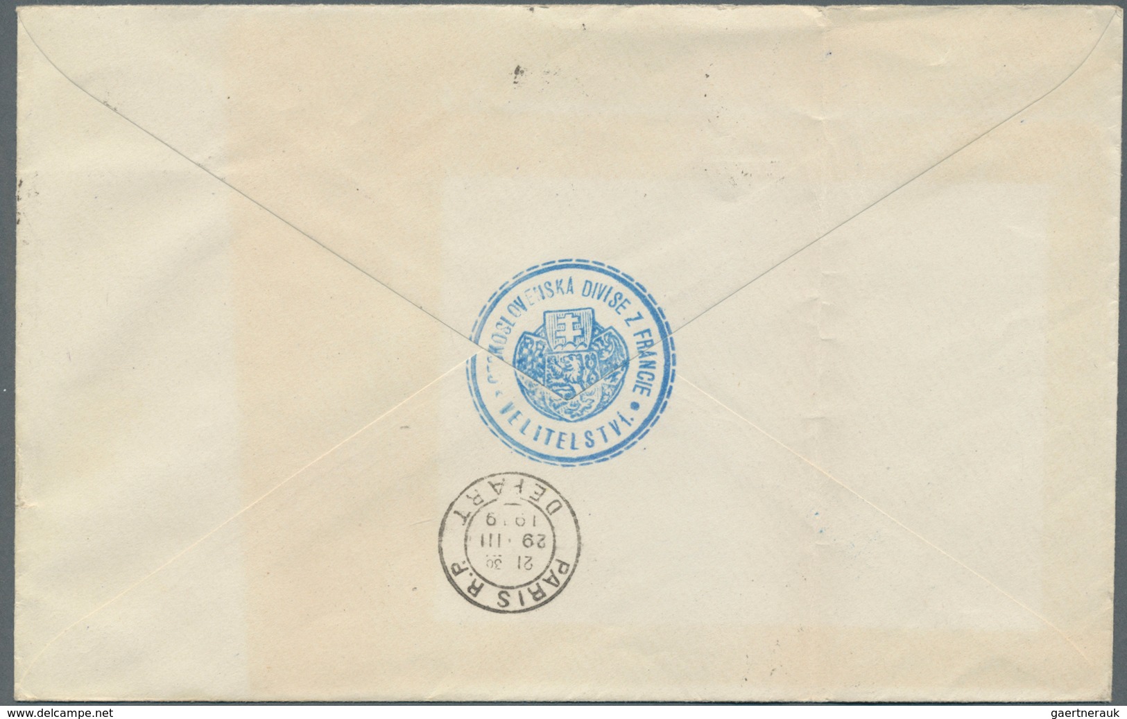 Tschechoslowakei - Besonderheiten: 1919 - Czech Military Mission In France. Stampless Envelope (bend - Sonstige & Ohne Zuordnung