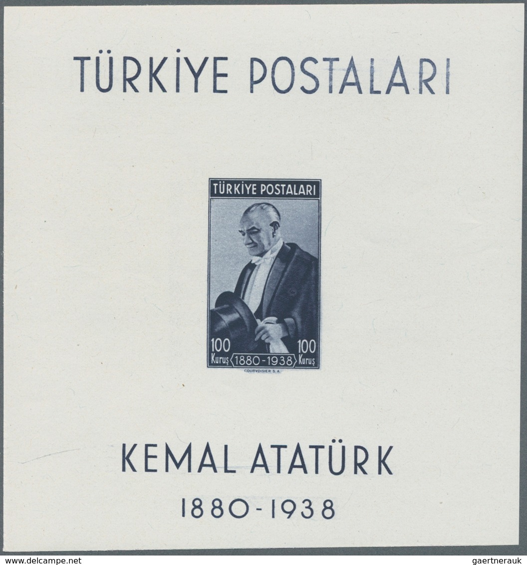 Türkei: 1940, Death Anniversary Of Kemal Ataturk, Souvenir Sheet IMPERFORATE, Size 103:107 Mm, Unmou - Ungebraucht