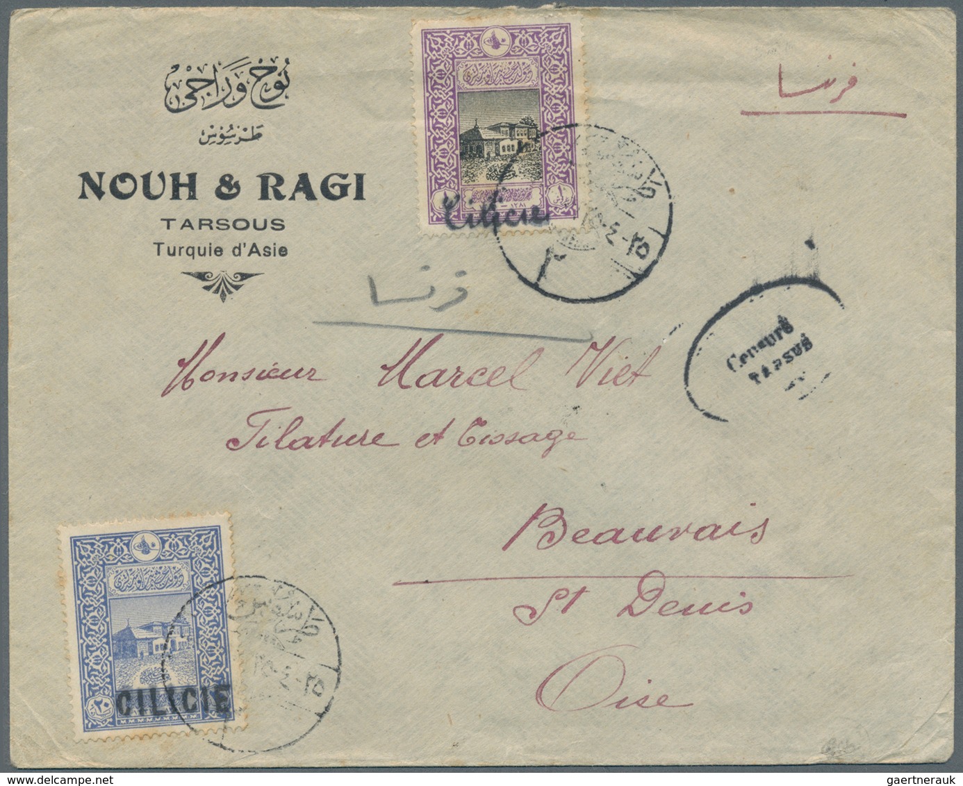 Türkei - Cilicien: 1919. Censored Envelope Addressed To France Bearing Cilicie Yvert 50, 20pa Blue A - 1920-21 Kleinasien