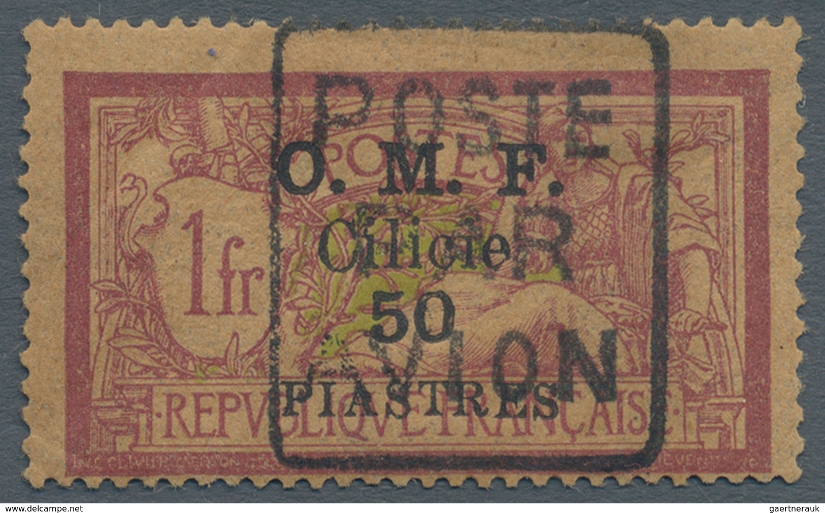 Türkei - Cilicien: 1920 Airmail POSTE PAR AVION On 50 Piastres France OMF, (bend On Left Corners), S - 1920-21 Kleinasien