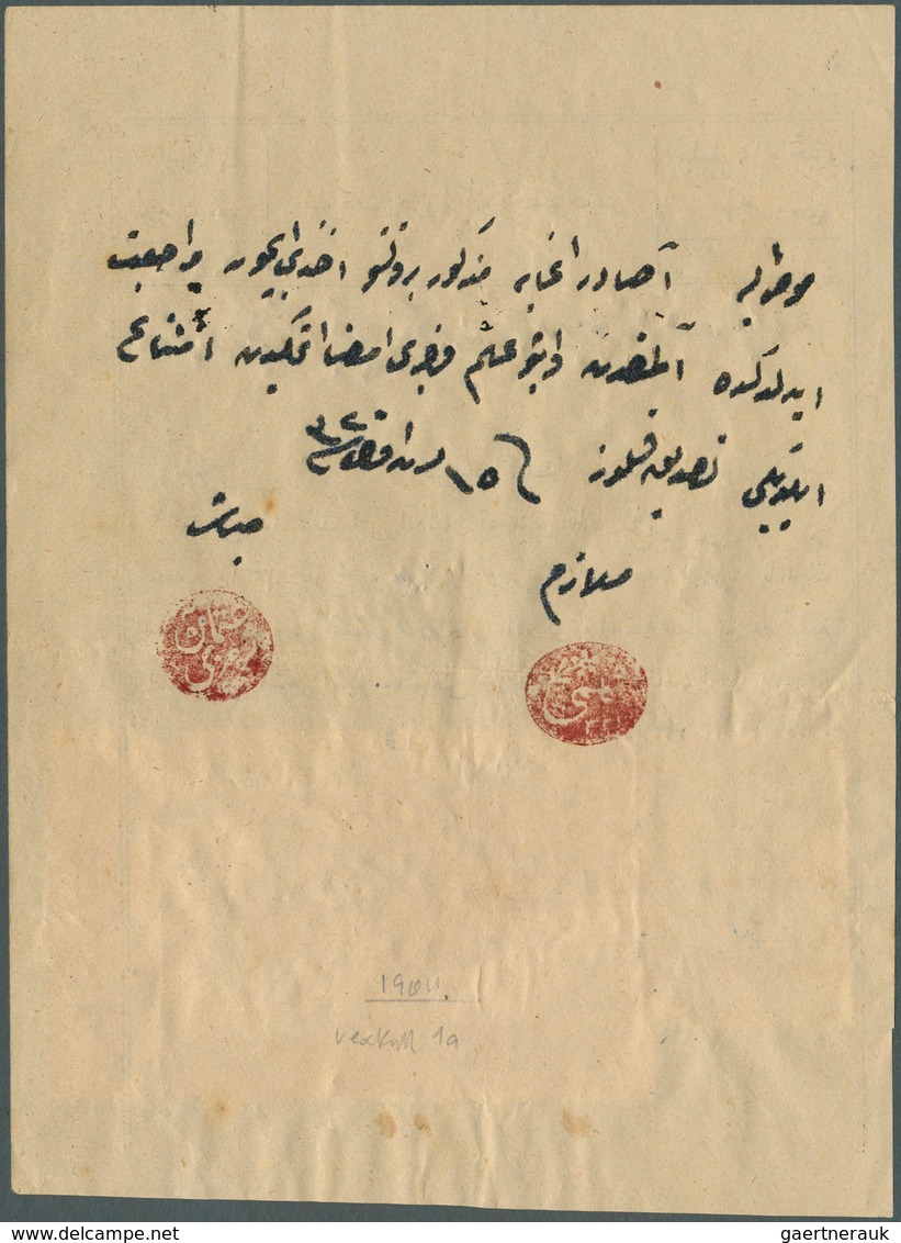 Türkei - Besonderheiten: 1904 (1320) REVENUES: Two Scarce Revenue Stamps With Cancellation In Manusc - Sonstige & Ohne Zuordnung