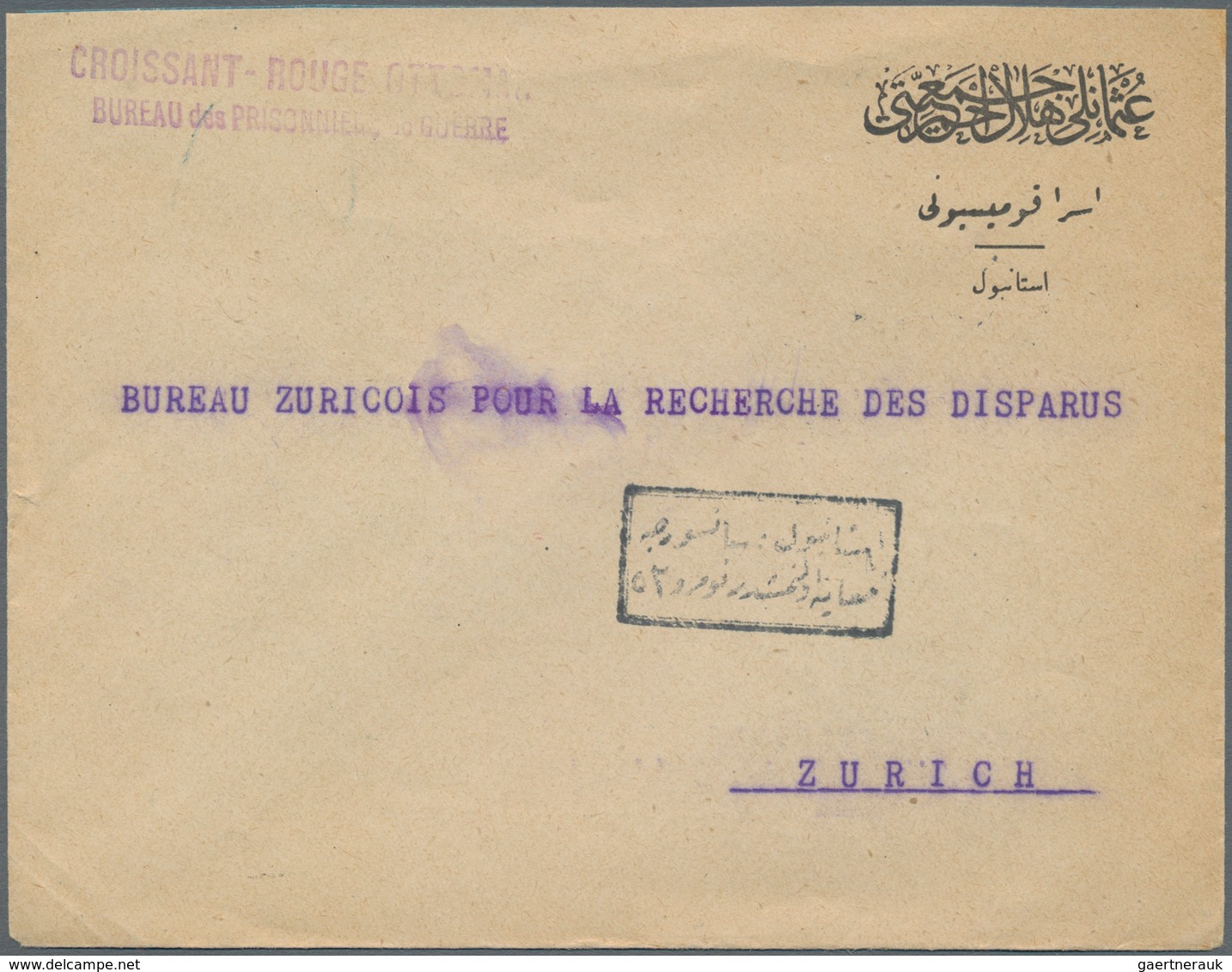 Türkei - Besonderheiten: 1917, Pre-printed Envelope With Sender's Mark "CROISSANT-ROUGE OTTOMAN / BU - Sonstige & Ohne Zuordnung