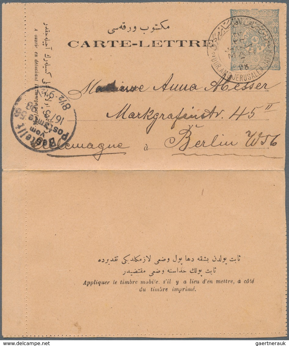 Türkei - Stempel: 1892-1900, Stationery Letter Card Tied By "BUR. AMB. JERUSALEM JAFFA 2" Railway Cd - Other & Unclassified