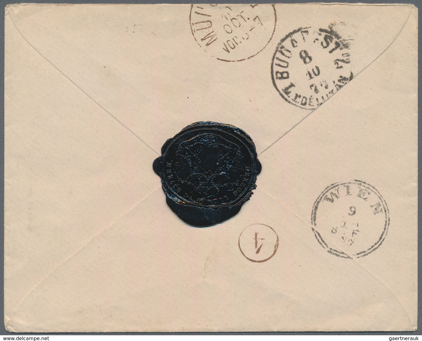 Ungarn: 1877, 5k. Rose, Single Franking On Cover From "GÖDÖLÖ 8/10" To Munich With Comprehensive Sub - Lettres & Documents