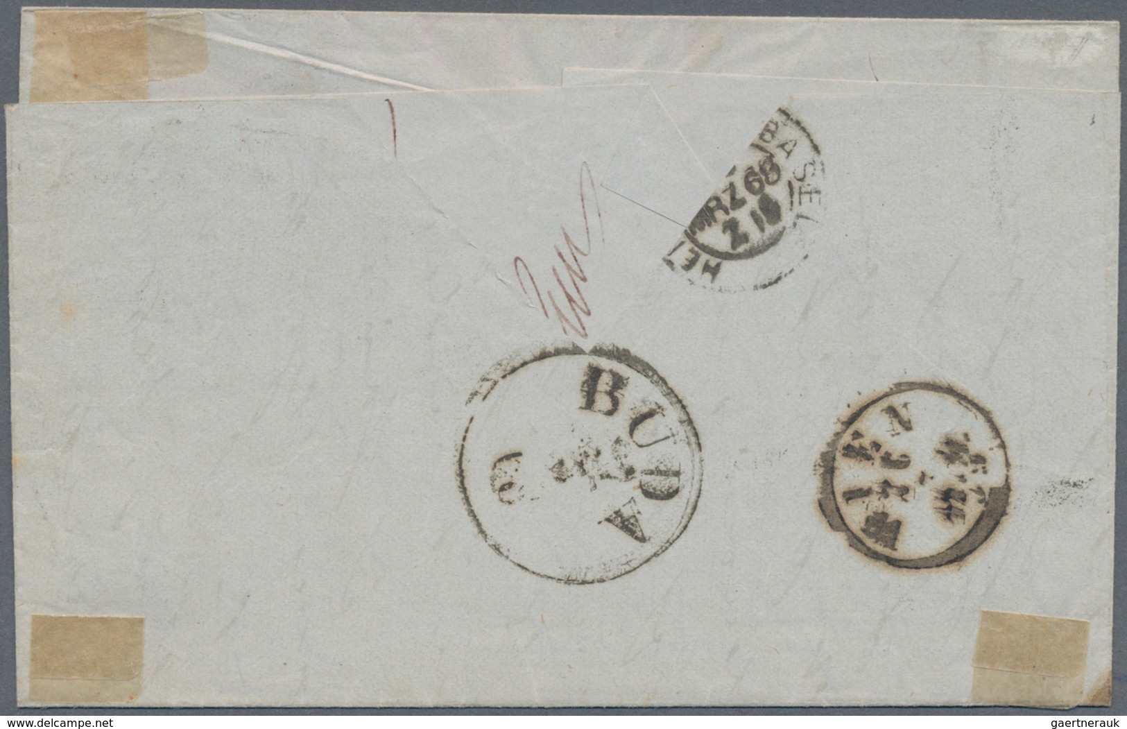 Ungarn: 1868, Incoming Mail From BADEN/GERMANY Stamped With 3 Kr Red Cancelled With Oval Postmark "M - Lettres & Documents