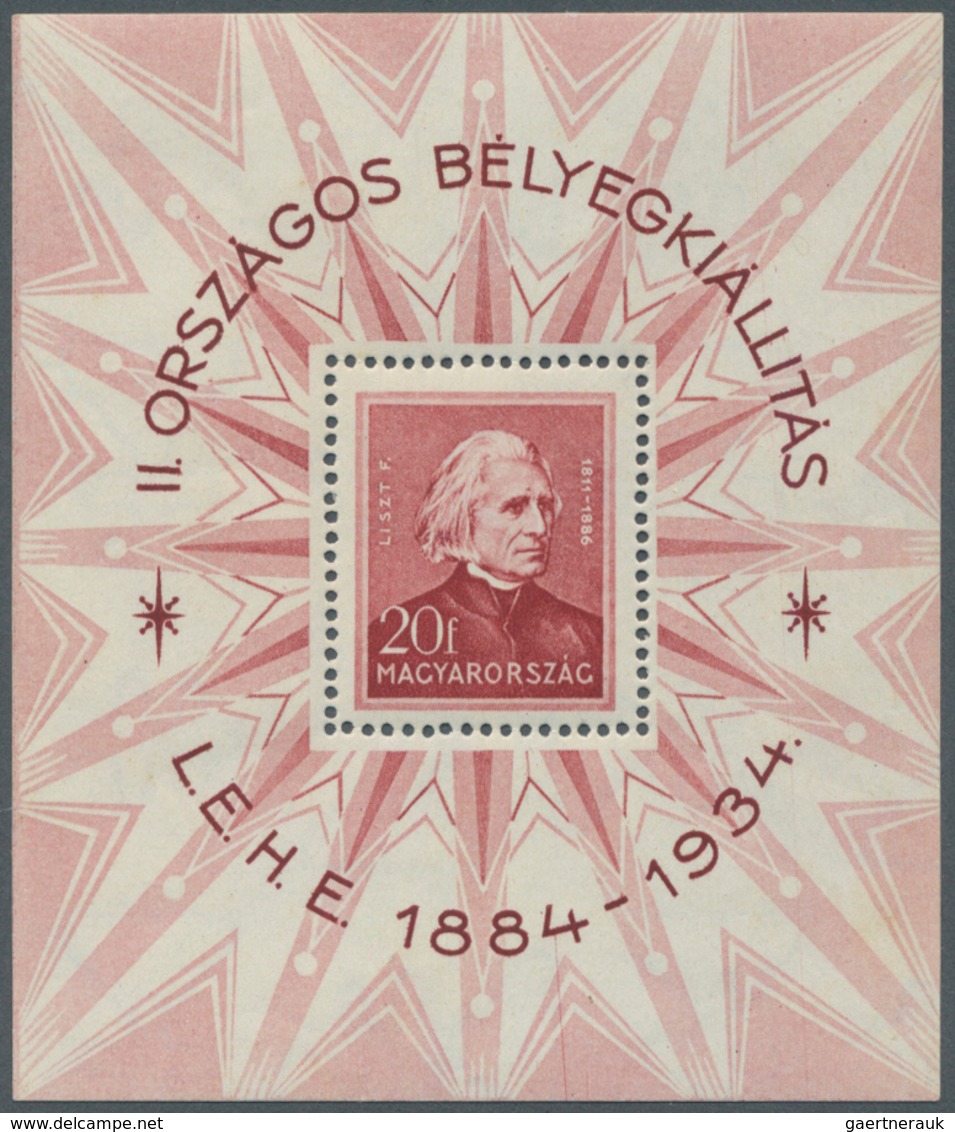 Ungarn: 1934/1939, 1 Blockausgabe "Philatelistische Ausstellung" Budapest, 1 Blockausgabe Z. "900. T - Covers & Documents