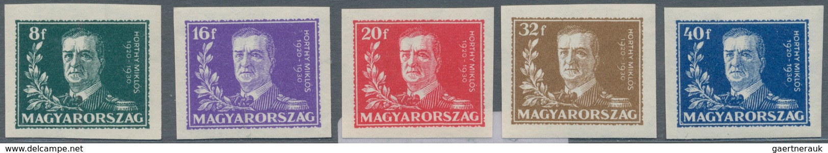 Ungarn: 1930, Postfrischer Luxus-Satz "Regierungsjubiläum Miklos Hothy", Ungezähnt. - Covers & Documents