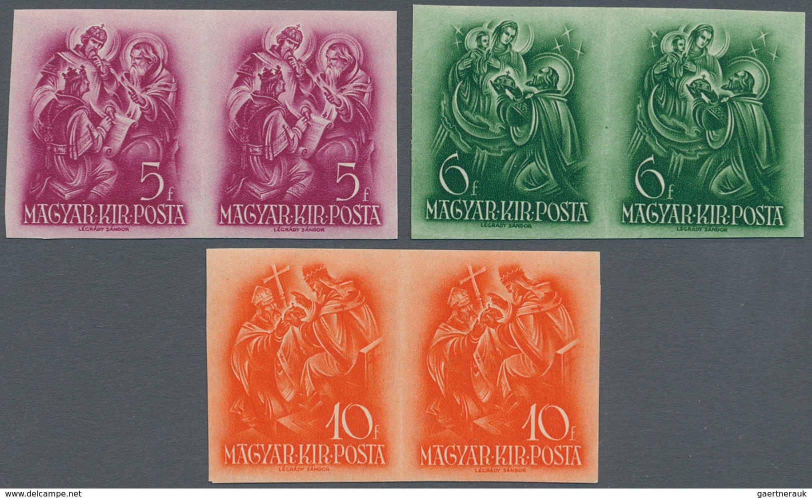 Ungarn: 1938, 900th Anniversary Of St. Stephans Death, Complete Set Of 14 Values As Imperforated Hor - Lettres & Documents