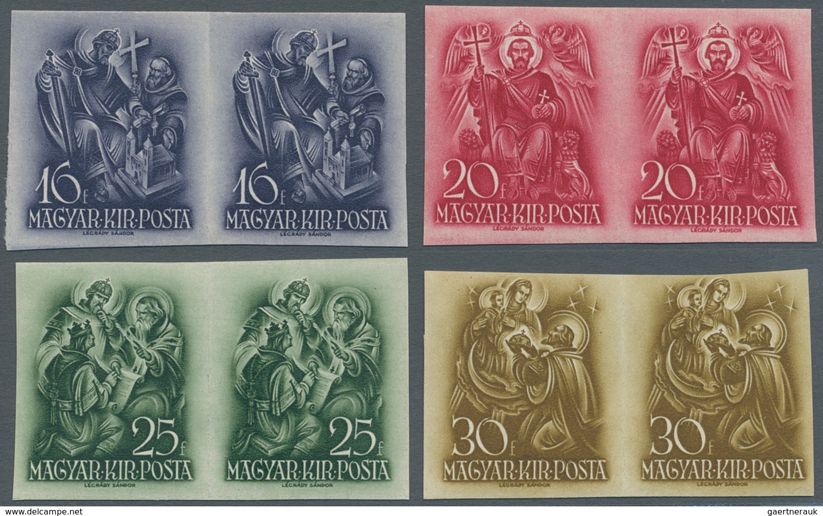 Ungarn: 1938, 900th Anniversary Of St. Stephans Death, Complete Set Of 14 Values As Imperforated Hor - Lettres & Documents