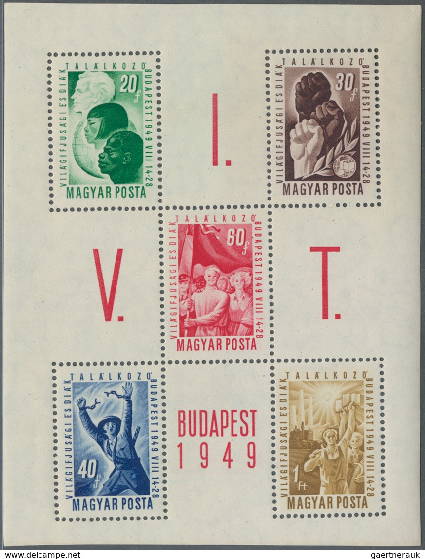 Ungarn: 1949/1951, Postfrische Gezähnte Blockausgaben "Geb. Stalin", "Ungarische Briefmarken", "Welt - Lettres & Documents