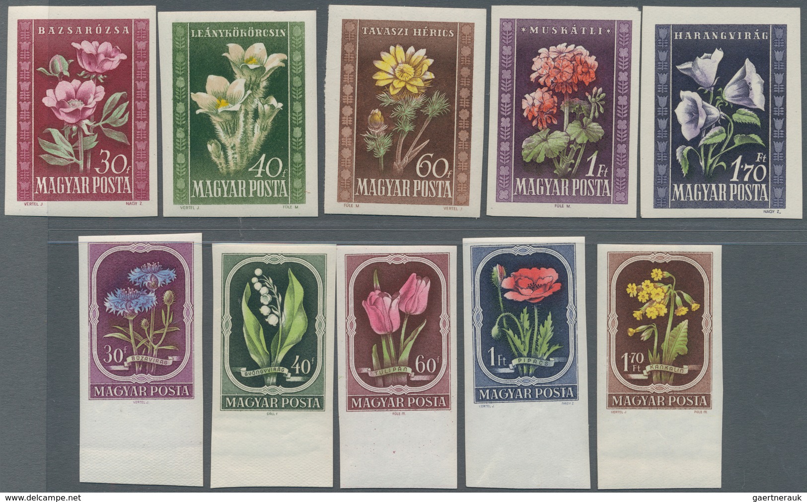 Ungarn: 1950, Postfrische Ungezähnte Sätze "Ungarische Flora" Und "Einheimische Flora" Diese Mit Unt - Lettres & Documents