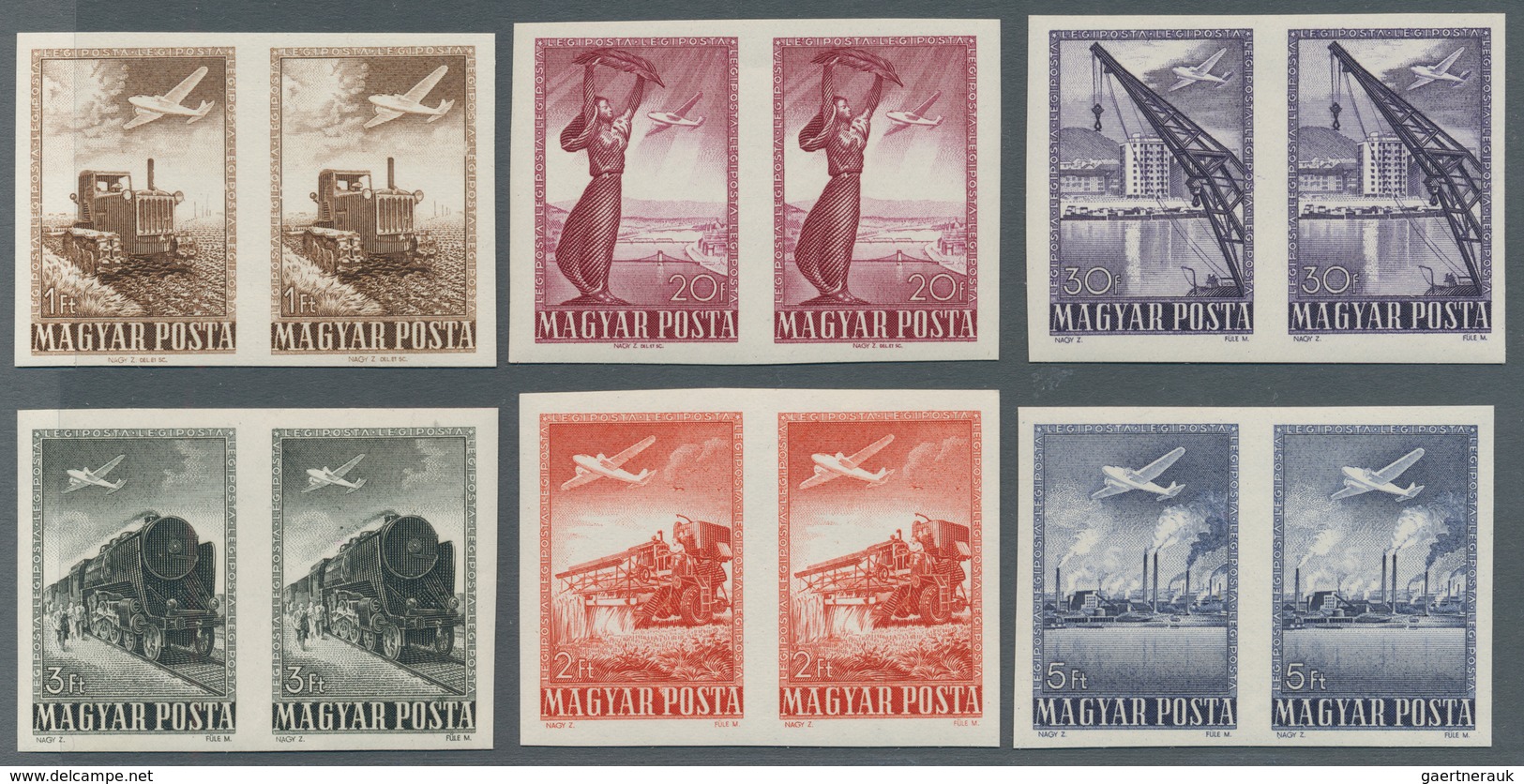 Ungarn: 1950, Postfrischer Satz "Flugpostmarken: Moderne Technik" In Waagerechten Luxuspaaren - Lettres & Documents