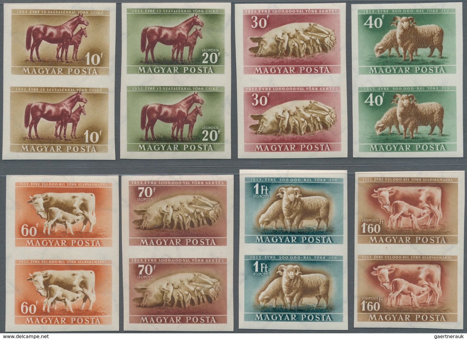 Ungarn: 1951, Postfrische Sätze "Förderung Der Einheimischen Tierzucht" Und "Tierzucht - Flugpostmar - Lettres & Documents