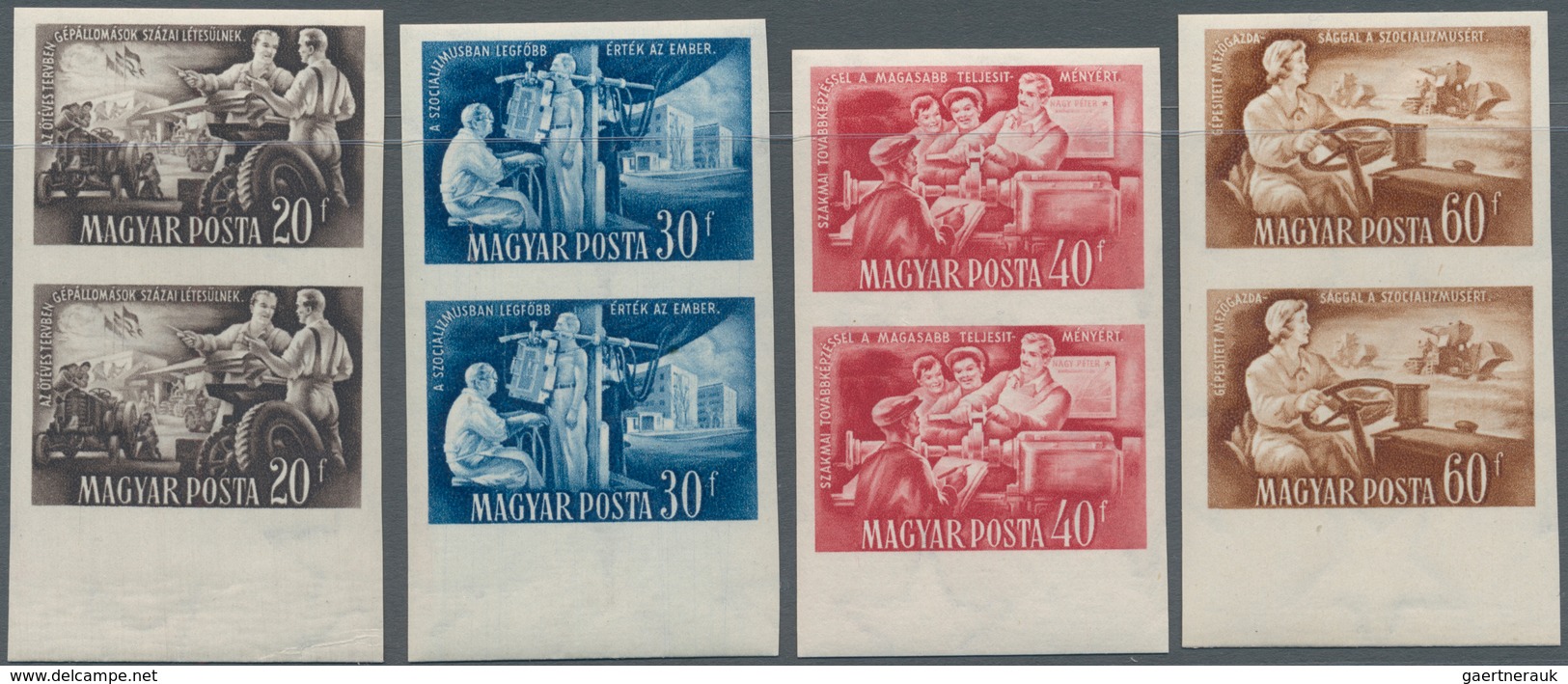 Ungarn: 1951, Postfrische Ungezähnte Luxus-Sätze "Resultate Des Fünfjahresplanes" - "Flugpostmarken" - Lettres & Documents