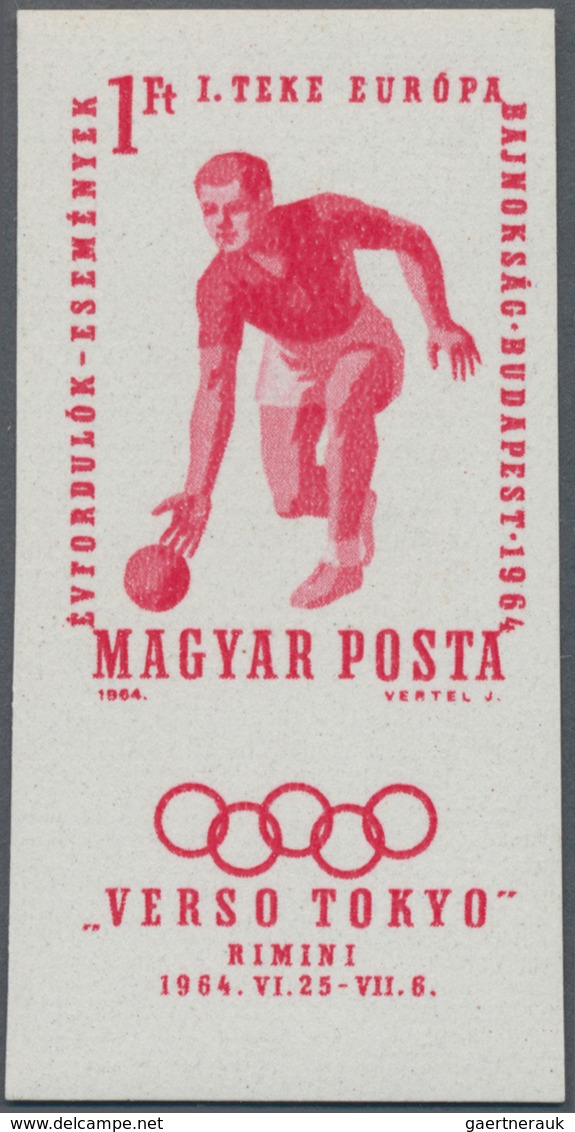 Ungarn: 1964, "Europameisterschaften Im Kegeln" Postfrisches, Ungezähntes Unterrandstück Mit Komplet - Covers & Documents