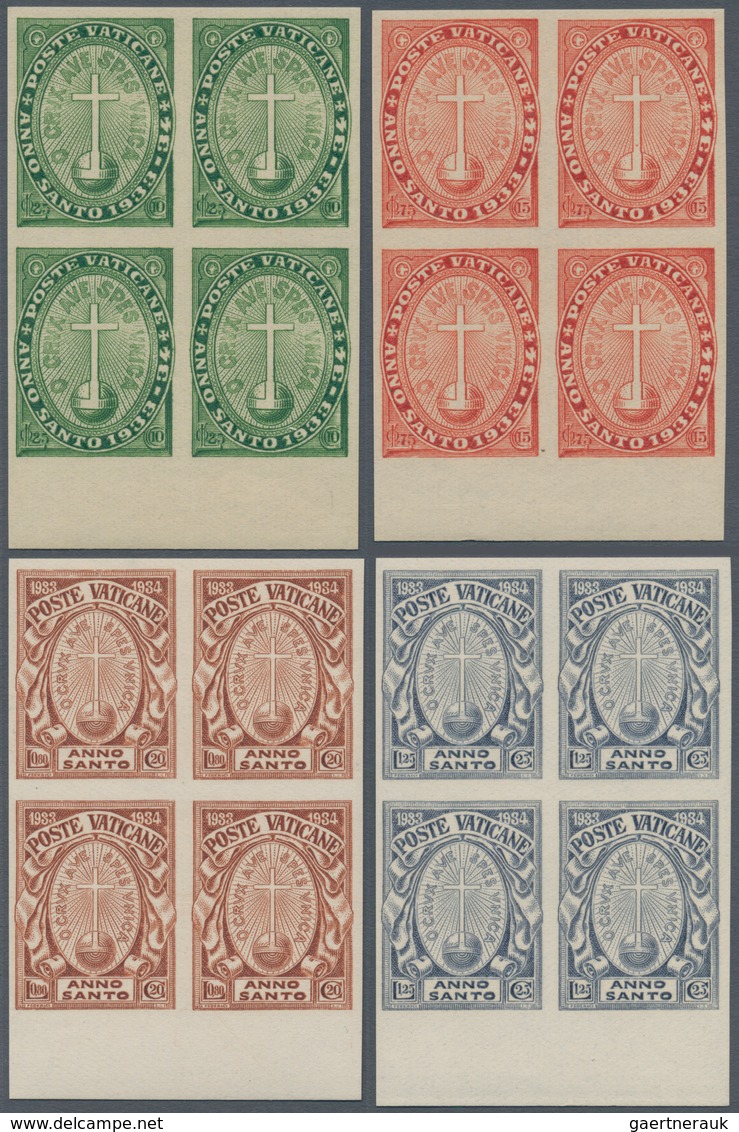 Vatikan: 1933, Holy Year "Anno Santo", Complete Set Of Imperforated Blocks Of Four, Each With Bottom - Ungebraucht