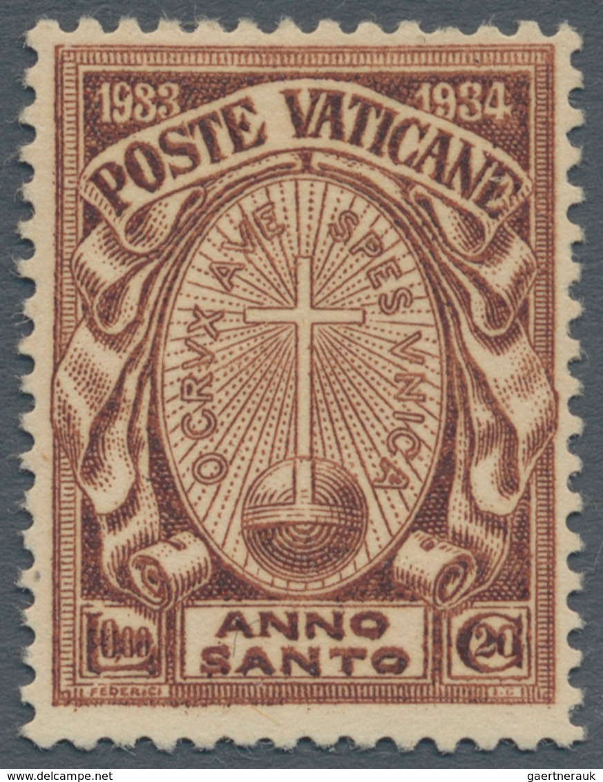 Vatikan: 1933, Anno Santo, Variety "0,00 Lire" + 20 C Instead Of "0,80 Lire" + 20 C Brown, Mint With - Neufs