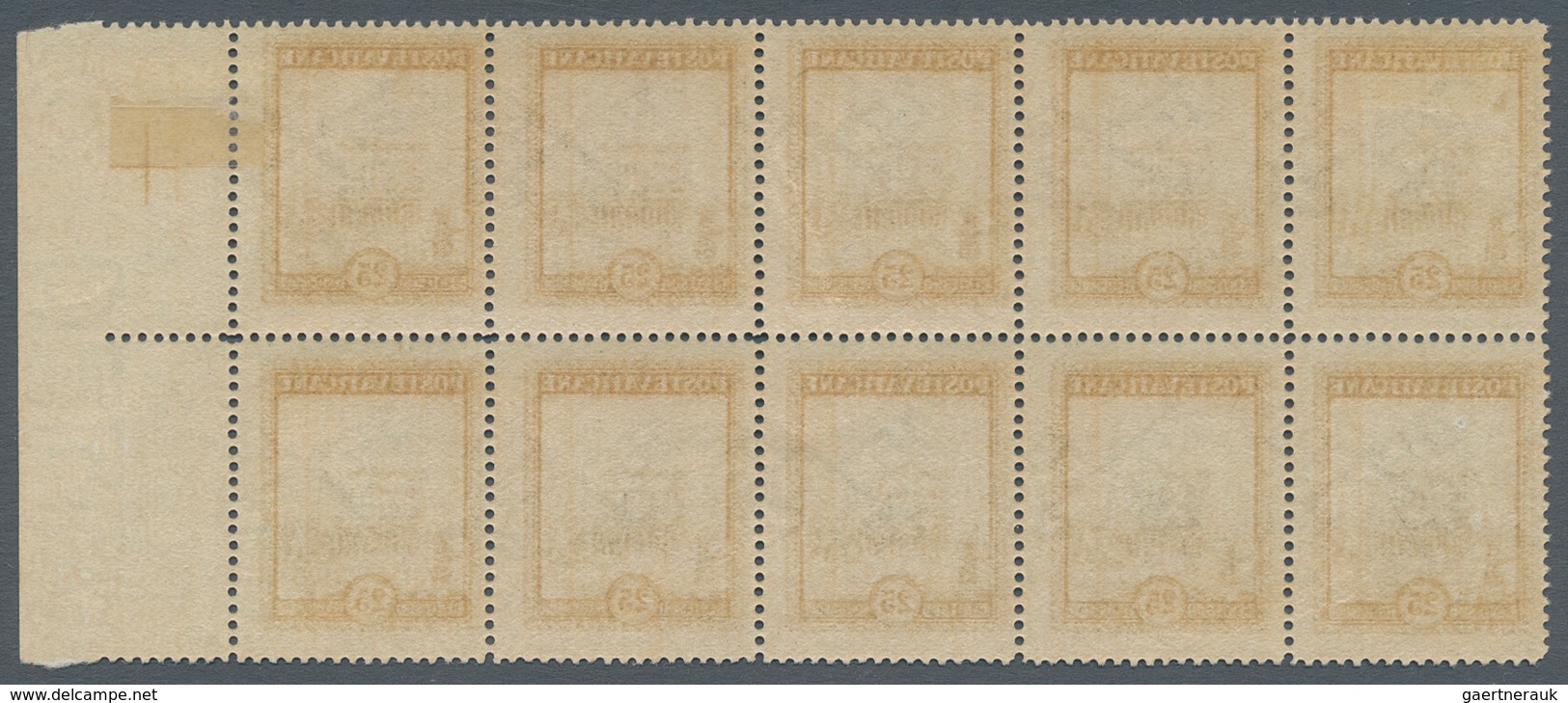 Vatikan: 1933, 25 C Dark Olive/black, Horizontally Imperforated, Mint Never Hinged, Together With Bl - Neufs