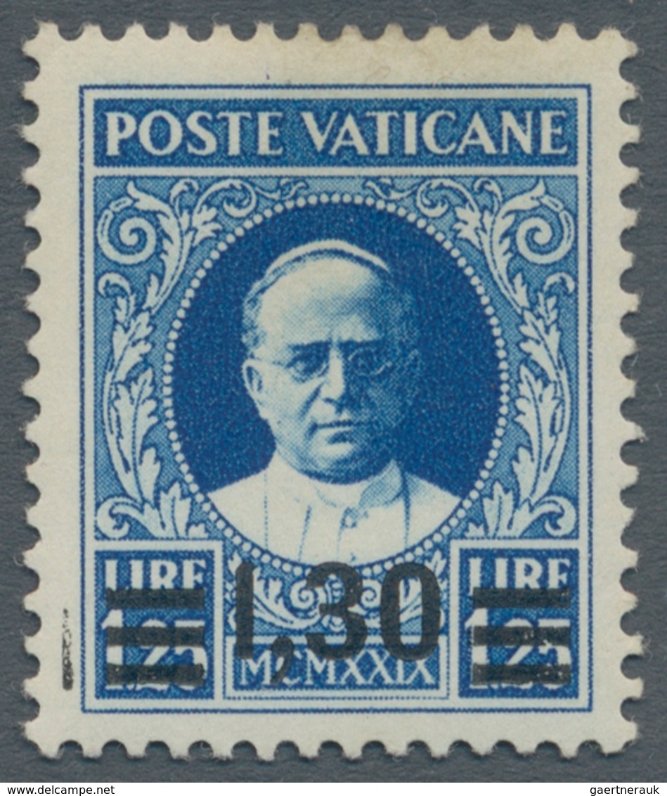 Vatikan: 1934, 1,30 L On 1,25 L Blue Provisional Definitive, Second Printing, Surcharge With Additio - Ungebraucht