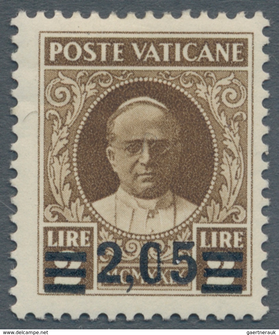 Vatikan: 1934, 2,05 L On 2 L Sepia Provisional Definitive, With Variety "number '0' In The Surcharge - Neufs