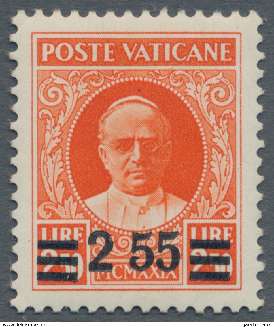 Vatikan: 1934, 2,55 L On 2,50 L Orange-red Provisional Definitive, With Variety "missing Comma Betwe - Neufs