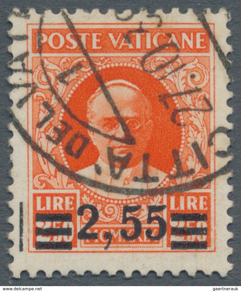 Vatikan: 1934, 2,55 L On 2,50 L Orange-red Provisional Definitive, Second Printing, Surcharge With A - Ungebraucht