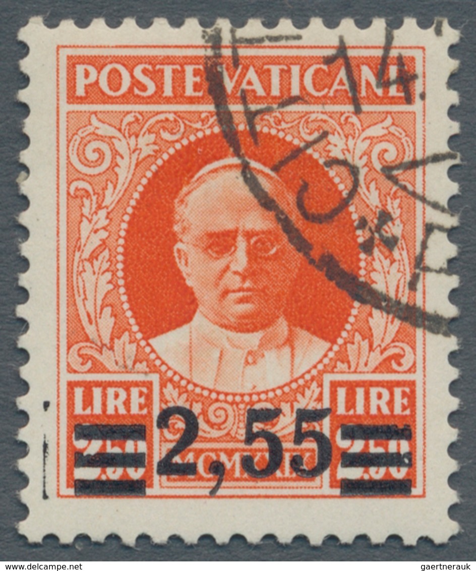 Vatikan: 1934, 2,55 L On 2,50 L Orange-red Provisional Definitive, Second Printing, Surcharge With A - Unused Stamps