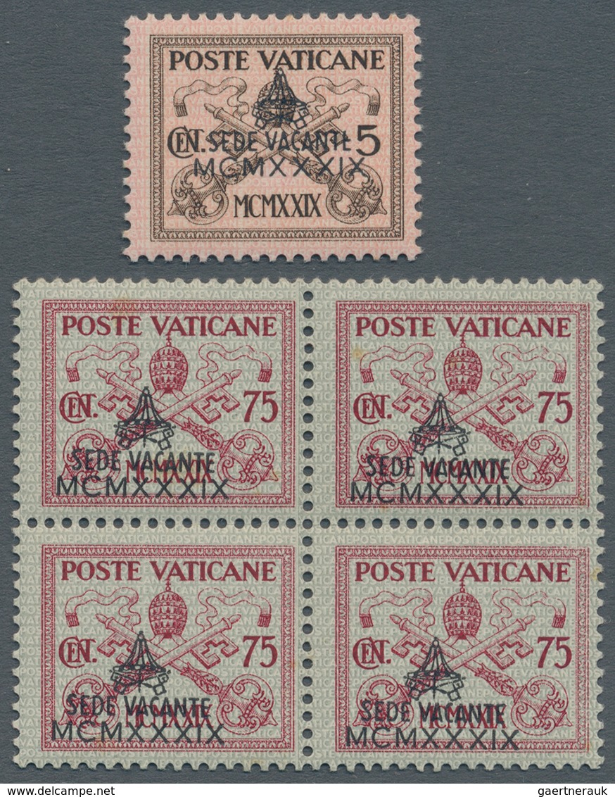 Vatikan: 1939, Sede Vacante, 5 C Brown/rose With Variety "upper Bar Of 'E' In VACANTE Missing", Toge - Ungebraucht